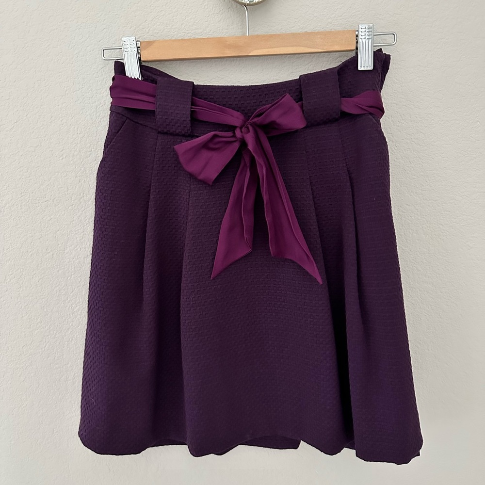 H&M Purple A-Line Skirt with Pockets and Bow belt